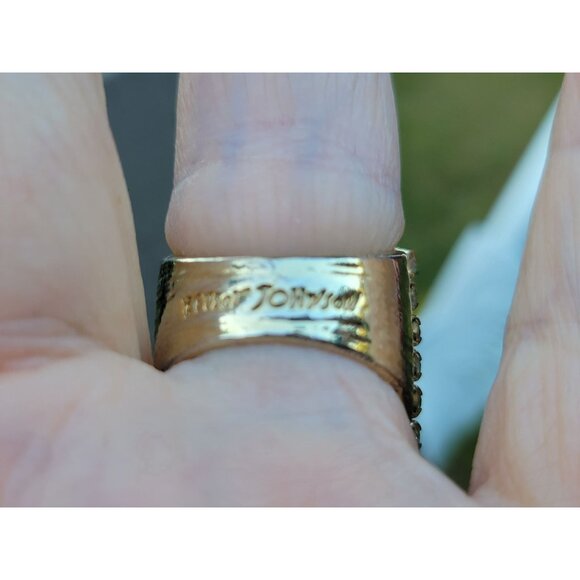 Betsey Johnson Leopard Print Statement Ring Lucite Rhinestone size 7.5s - Picture 4 of 8